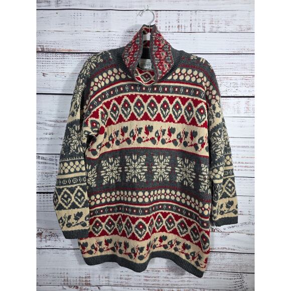 VTG 80s Workable Seperate Fair Isle Nordic Snowflake Sweater Womens - Picture 1 of 7